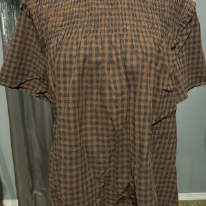 2 for $10 sale! Elegant Brown Checkered Blouse
